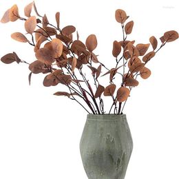 Decorative Flowers Artificial Plant Faux Leaves Eucalyptus Long Branch Home Wedding Decoration Silk Fake Plants Diy Table Flower