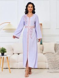 Ethnic Clothing Eid Arab Muslim Party Dress For Women Abaya Beading V Neck Jalabiya Long Dresses Morocco Kaftan Vestidos Dubai Ramadan Gown
