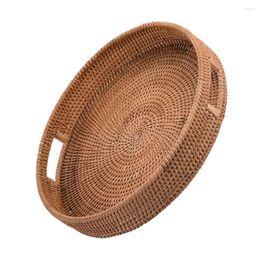 Dinnerware Sets Rattan Tray Decorative Serving With Handles Hand Woven Wicker Rustic For Breakfast Drinks Snack Bread