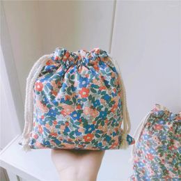 Cosmetic Bags Cotton Women Drawstring Makeup Bag Portable Floral Female Travel Cosmetics Organiser Storage Pouch Toiletry Beauty Case