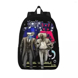 School Bags Cameraman Speakerman Backpack For Boy Girl Kids Student Bookbag Skibidi Toilet Daypack Preschool Primary Bag With Pocket