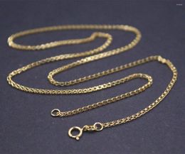 Chains Real Au750 Pure Solid 18K Yellow Gold Chain Women Lucky 1.4mm Wheat Link Necklace 3g Stamp