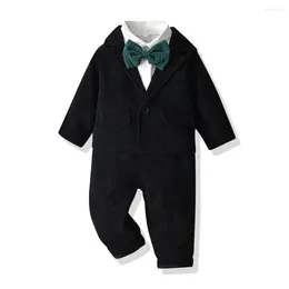 Clothing Sets Children Full Costume Dark Green Toddler Boy Clothes White Shirt Coat Pants 3 Pieces Kits Wedding Birthday Wear