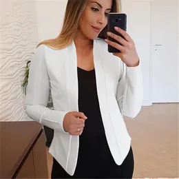 Women's Suits Women Suit Autumn Winter Long-sleeved Solid Colour Cardigan Jacket Casual And Professional Blazer With An Open Front