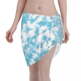 Women's Swimwear Tie Dye Women Beach Bikini Cover Up Wrap Chiffon Pareo Sarong Dress See Through Ups Skirt Swimsuit