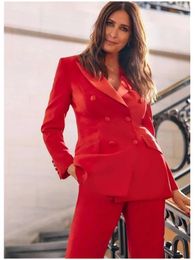 Women's Suits Womens Casual Two Pockets Long Jackets Outwear 2024 Fashion Double Breasted Office Ladies Red Slim Blazers