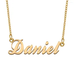 Pendant Necklaces Daniel Name Necklace For Women Stainless Steel Jewellery Gold Plated Nameplate Chain Femme Mothers Girlfriend Gift