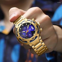 Wristwatches Top Luxury Men's Watch Multi Functional Waterproof Calendar Night Light Pointer Stainless Steel Quartz Clock Reloj Hombre