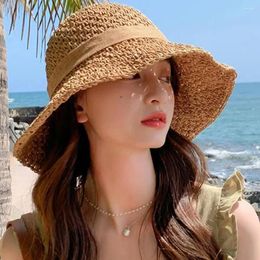 Berets Sun Protection Hat Women Bucket With Shawl Lightweight Breathable Face Neck Bow Pleat Beach Cap Travel