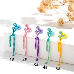 Helix Screw Ball Tassel Barbell Earring Studs Surgical Stainless Steel Ear Earrings Bling Colorful Cubic Zirconia 0.8 Earbone Ear Bone Stud Piercing Body Jewelry