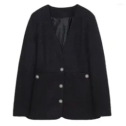 Women's Suits Wear 2024 Fashionable And Casual Charm Commuting Slim Fit Texture Jacket Retro Single Breasted Long Sleeved Coat