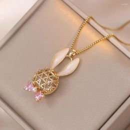 Pendant Necklaces Hollow Big Clavicle For Women Antique Gold Color Sweater Chains Pink White Zircon Wedding Choker Gifts