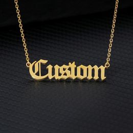 Personalised Old English Custom Name Necklaces For Women Men Gold Silver Colour Stainless Steel Chain Pendant Necklace Jewelry286D