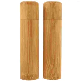 Storage Bottles 2 Pcs Bamboo Tea Practical Tube Cereal Container Canister Leaves Containers Home Travel