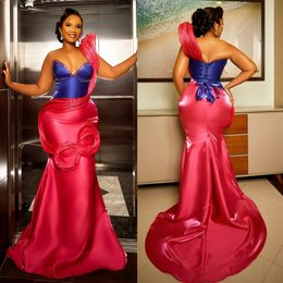 Aso Ebi Prom Dresses for Special Occasions Mermaid Blue&Pink Promdress Elegant Evening Dresses for African Arabic Black Women Girls Second Reception Gowns ST733