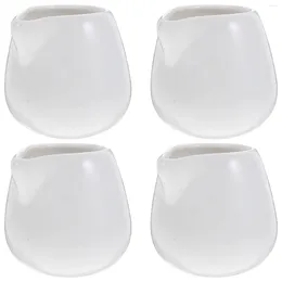 Dinnerware 4 Pcs Handleless Small Milk Pitcher White Without Breast For Restaurant Reusable Coffee Creamers Ceramic Ceramics