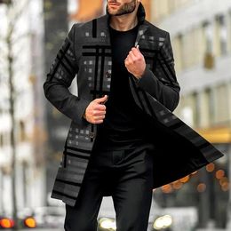 Men's Sweaters Men Stand Collar Mid-Length Jacket Autumn Winter Long Sleeve Outerwear&Coat Daily Male Top Man Casual Single Button Overcoat