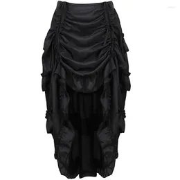 Skirts Steampunk Women Gothic Irregular Shirring Pleated Party Maxi Long Skirt High Low Costumes Punk Sexy Corset Plus Size