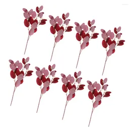 Decorative Flowers 8 Pcs Simulated Eucalyptus Leaves Leaf Simulation Artificial Plants Faux Stem Stems Fake Ornaments Decorate Adornments