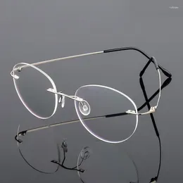 Sunglasses Frames Female Rimless Folding Glasses Frame Man Women Titanium Alloy Ultralight Oval Prescription Myopia Optical Eyeglasses