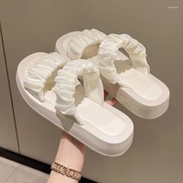 Slippers Shoes Woman 2024 Flat Luxury Slides Pantofle Med Platform Summer Designer Rubber PU Scandals Female Slip