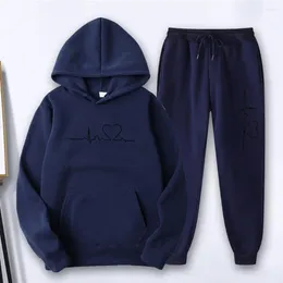 Men's Tracksuits Men Hoodie Pants Set Printed Hoodies Jogger For Women Sports Wear Two-piece With Drawstring Elastic