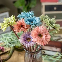 Decorative Flowers Artificial Bouquet Fake Gerbera Chrysanthemum Daisy Sun Flower Silk Plastic Plant Wedding Home Garden Party Decoration