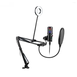 Microphones Gaming RGB Recording Microphone With Adjustable Arm Stand USB Desktops Condenser Mic For Podcasting Streaming Youtube