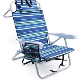 Camp Furniture Compact Portable Lay Flat Folding Beach Chair With Backpack Straps And Large Cooler Pouch Chairs For Adults Heavy Duty