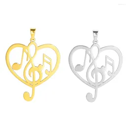 Charms 5pcs/Lot Love Hearts Shaped Musical Symbol Pendants Accessories Stainless Steel Diy Necklaces Earrings For Jewelry Making