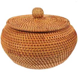 Dinnerware Sets Rattan Storage Basket Woven Creative Plate Home Wooden Tabletop Bread Practical Holder