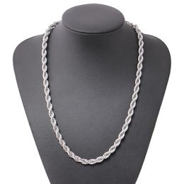 ed Rope Chain Classic Mens Jewellery 18k White Gold Filled Hip Hop Fashion Necklace Jewellery 24 Inches209K