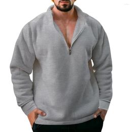 Men's Hoodies Man Zip Pullover Sweatshirt Hoodie Solid Colour Stand Neck Fleece Lined Jumper Casual Top Sweatshirts Tops Clothing For Men