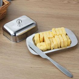 Plates Butter With Lid Stainless Steel Dish Storage Box For Bread Cake Salad Fruit Biscuit Serving Tray Tableware