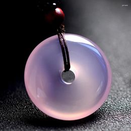 Pendant Necklaces Natural Purple Jade Donut Women Men Fashion Charms Jewellery Chalcedony Amulet Gifts Jewelry Accessories
