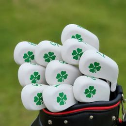 10PCS Four-leaf clover TYPE Soft glue Golf Woods Headcovers Covers Universal Iron Rod Sleeve Waterproof And Antifouling 4-9 PASX 231229