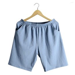 Underpants Men Cotton Boxer Striped Shorts Trunks Middle Waist Pajama Sport Homewear Lenthen Loose Underwear Casual Bottom Wear