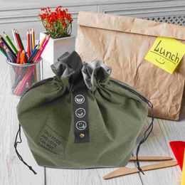 Dinnerware Insulated Lunch Bag Drawstring Design Holders For Kids Case Container Canvas Pouch