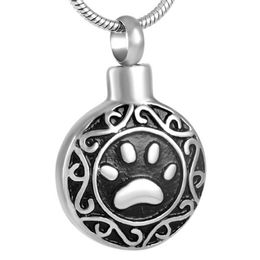 Whole Pet Cremation Urn Pendant Necklace Stainless Steel Keepsake Pet Paw Print Memorial Cremation Jewellery for Dog Cat 8584154u