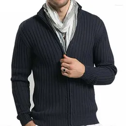 Men's Sweaters 2024 Men Casual Stand Collar Christmas Knitwear Slim Fitted Zippers Cardigans M-3XL AXP29