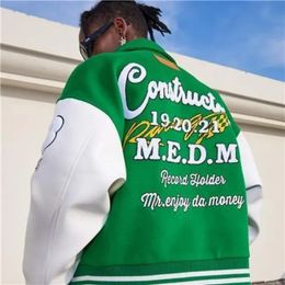 European Letter Embroidered Vintage Jacket American Men Y2k Street Fashion Trend Baseball Uniform Unisex Couple Loose Jackets 231229