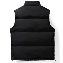 Men's Vests Men Thickened Vest Jacket Windproof Stand Collar With Pockets Padded Sleeveless Winter Waistcoat For Fall
