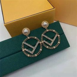 22% OFF Fenjia Circular Letter F Pearl Brass Material High Version 925 Silver Needle Earrings Female