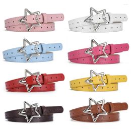 Belts Y2k Punk Alloy Star Belt PU Leather Children Girls Buckle Waist Strap Holes Adjustable Dress Jeans Pant Waistbands DIY