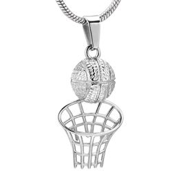 Player's Necklace Memorial 316L Stainless Steel Basketball Cremation Pendant with Snake Chain Funeral Urn Keepsake Jewellery fo259J