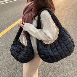 Evening Bags Solid Color Shoulder Fashion Large Capacity Down Cotton Padded Quilted Tote Bag Puffy Handbags Women Girls