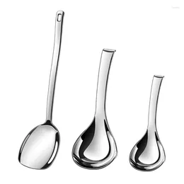 Spoons Stainless Steel Serving Spoon Solid Silver Colour Cooking With Long Handle