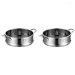 Double Boilers 2X 20Cm Thickening Food Steam Rack Stainless Steel Steamer With Ear For Soup Pot Milk Kitchen Tools