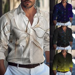 Men's Casual Shirts Luxury Men Pattern Printed Long Sleeve Button Down Shirt Party T Dress Up PartyWear Cardigan