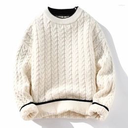 Men's Sweaters Winter Warm Knitted Sweater Trend Irregular Stripe Pullover Loose And Street Autumn Wool Casual Clothing
